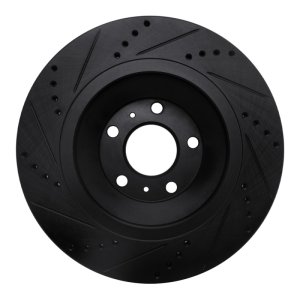 Audi A8 Brake Rotor (1) - Rear Right - R1 Concepts - Drilled & Slotted - Black - `04-`18